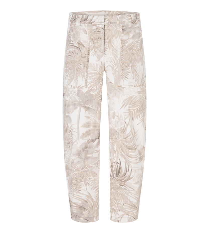 БРЮКИ CAMBIO светлые с растительным принтом и прямым кроем